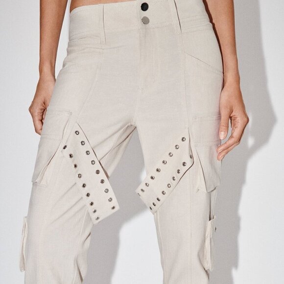 ZARA LINEN BLEND CARGO PANTS LIMITED EDITION - Picture 3 of 7